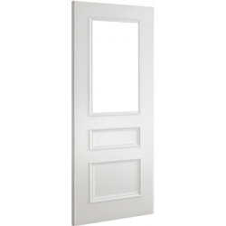 Windsor 3 Panel White Internal Door with Clear Bevelled Glass (18mm lippings)